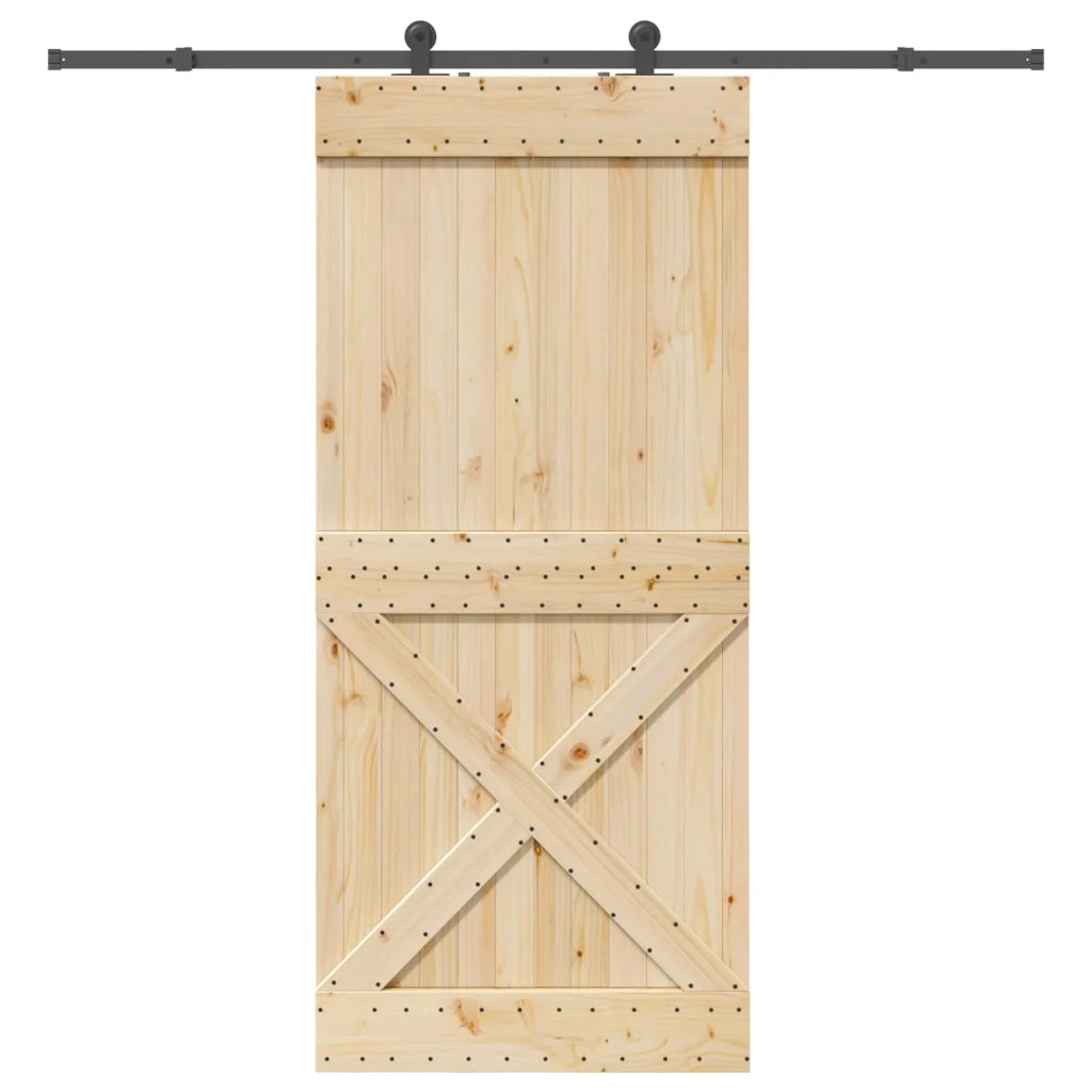 Porta scorrevole NARVIK Naturale e Nero 100 x 210 cm (213,5 cm) 3445370