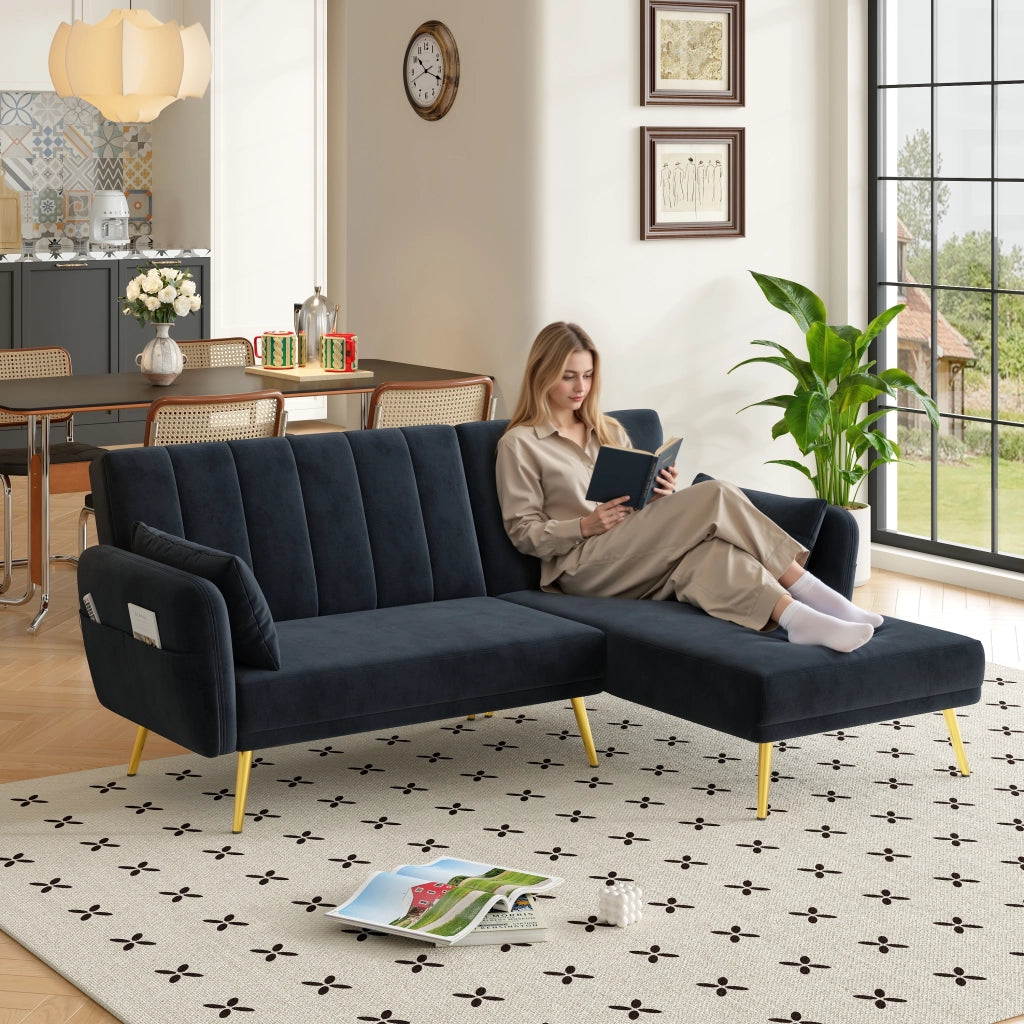 Divano Angolare Letto con Chaise Longue ¨C Xylo ¨C Tessuto, Trasformabile