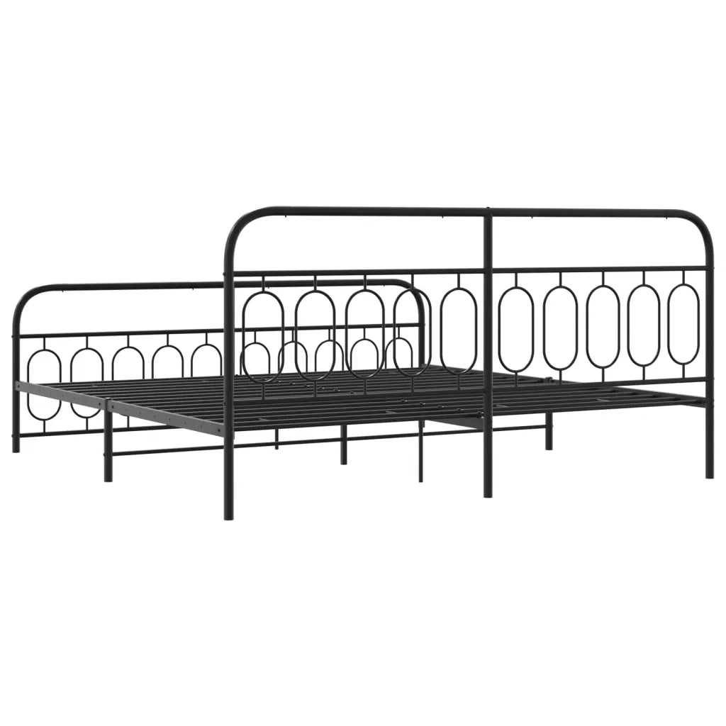 Giroletto con Testiera e Pediera Metallo Nero 200x200 cm