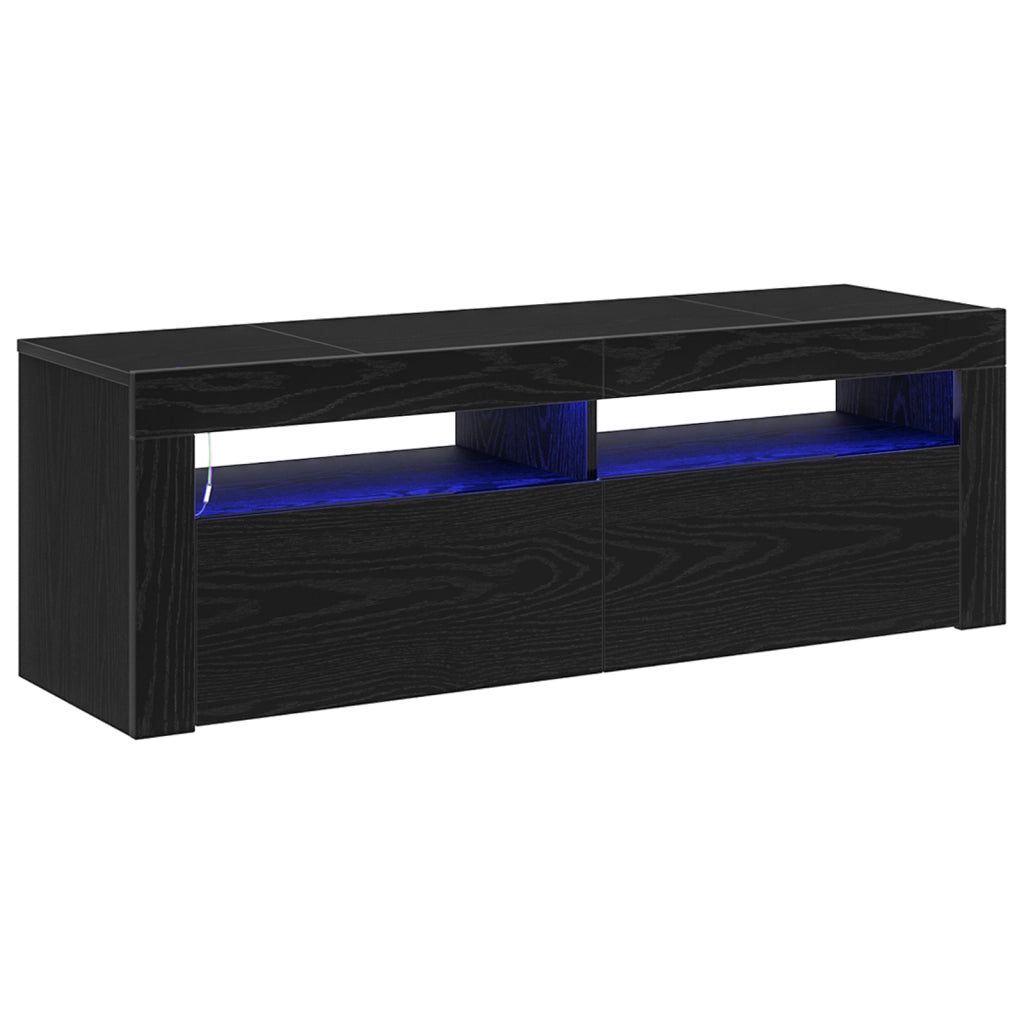 Mobile TV  con LED Rovere Nero 120x35x40 cm Legno ingegnerizzato