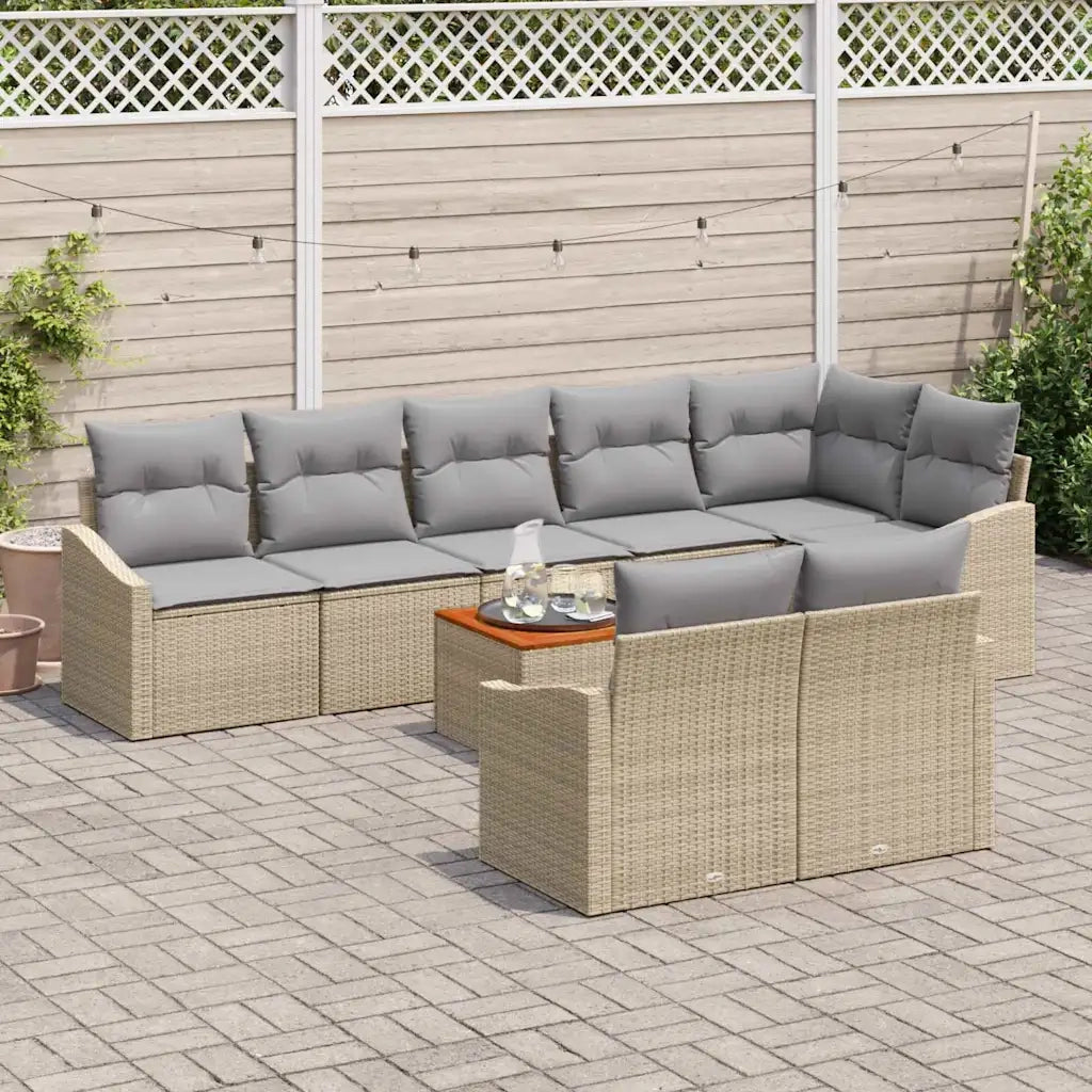Set Divano da Giardino 9 pcs Beige e Grigio Chiaro polyrattan 3356516