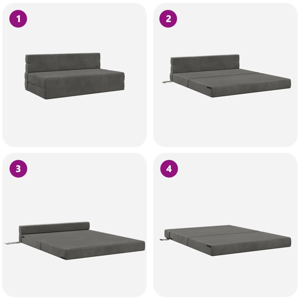 Divano letto | Sof¨¤ letto | Letto singolo Pieghevole Grigio Scuro 152 x 86,5 x 60 cm Tessuto