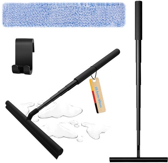 Douchewisser Uitschuifbaar Zwart, Douchewisser con Asta Telescopica, Douchewisser Silicone, Douchewisser Zwart per Cabine doccia con pavimento di vetro
