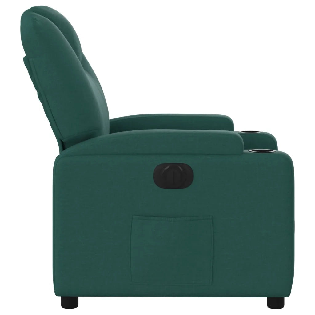 Poltrona | Sedia Relax Elettrica Reclinabile Verde Scuro in Tessuto