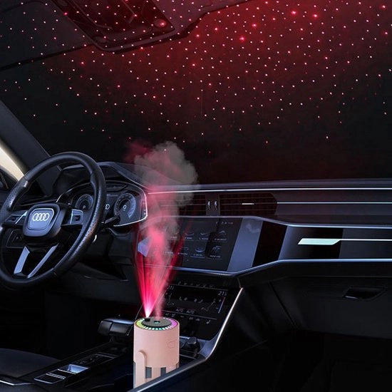 Ultrasonico portatile per l'umidificazione dell'aria - auto - camera da letto - interna - stellato - 2 modalità di nebbia - uffici - rosa