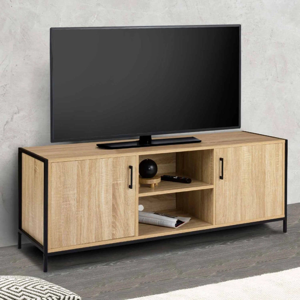 IDMarket - Porta TV di design industriale a 2 ante 140 cm DETROIT