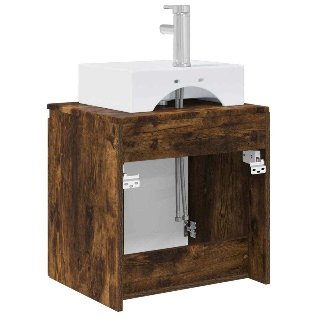 Mobile Lavabo da Parete Rovere Fumo 49,5 x 41 x 62,5 cm