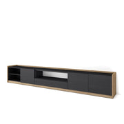 Mobile TV Soggiorno, 310x50x37 cm, Per TV fino a 80", Mobile Soggiorno, Nero e rovere