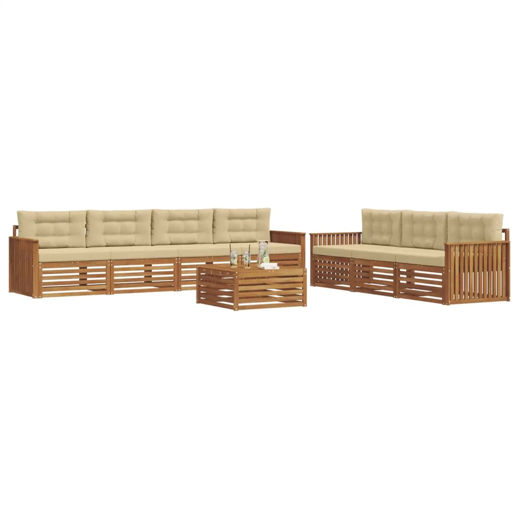 Set di divani da esterno con cuscino 8 pcs Naturale e Beige 3373138