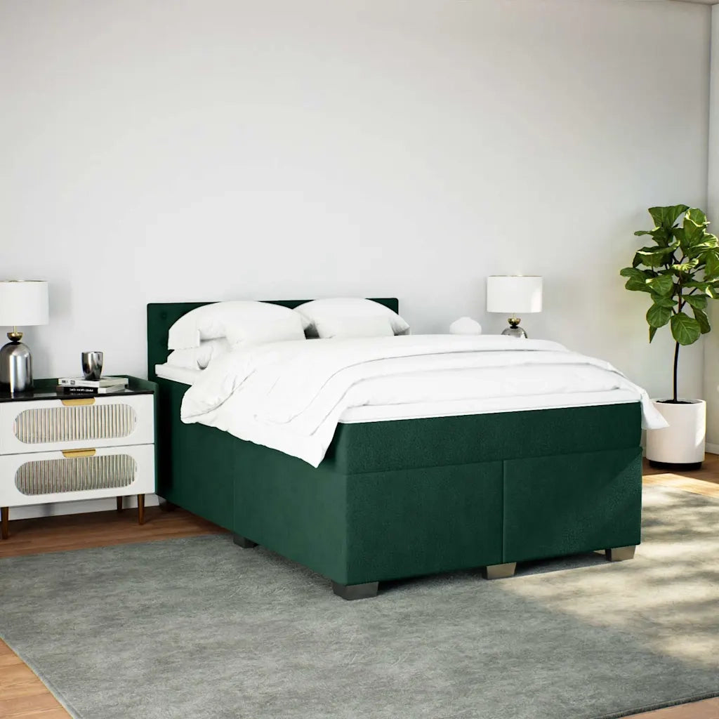 Giroletto a Molle con Materasso Verde Scuro 140x200 cm Velluto
