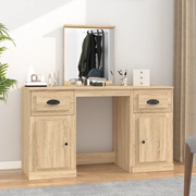 Toeletta con Specchio-Tavolo da Vanit¨¤ Rovere Sonoma 130x50x132,5 cm