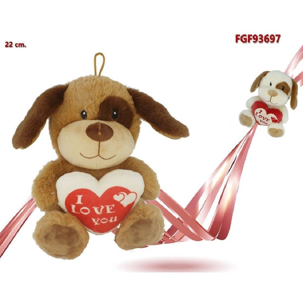 Trade Shop - Cane Peluche Con Cuore Scritta "i Love You" 22cm Con Laccio San Valentino 93697 -