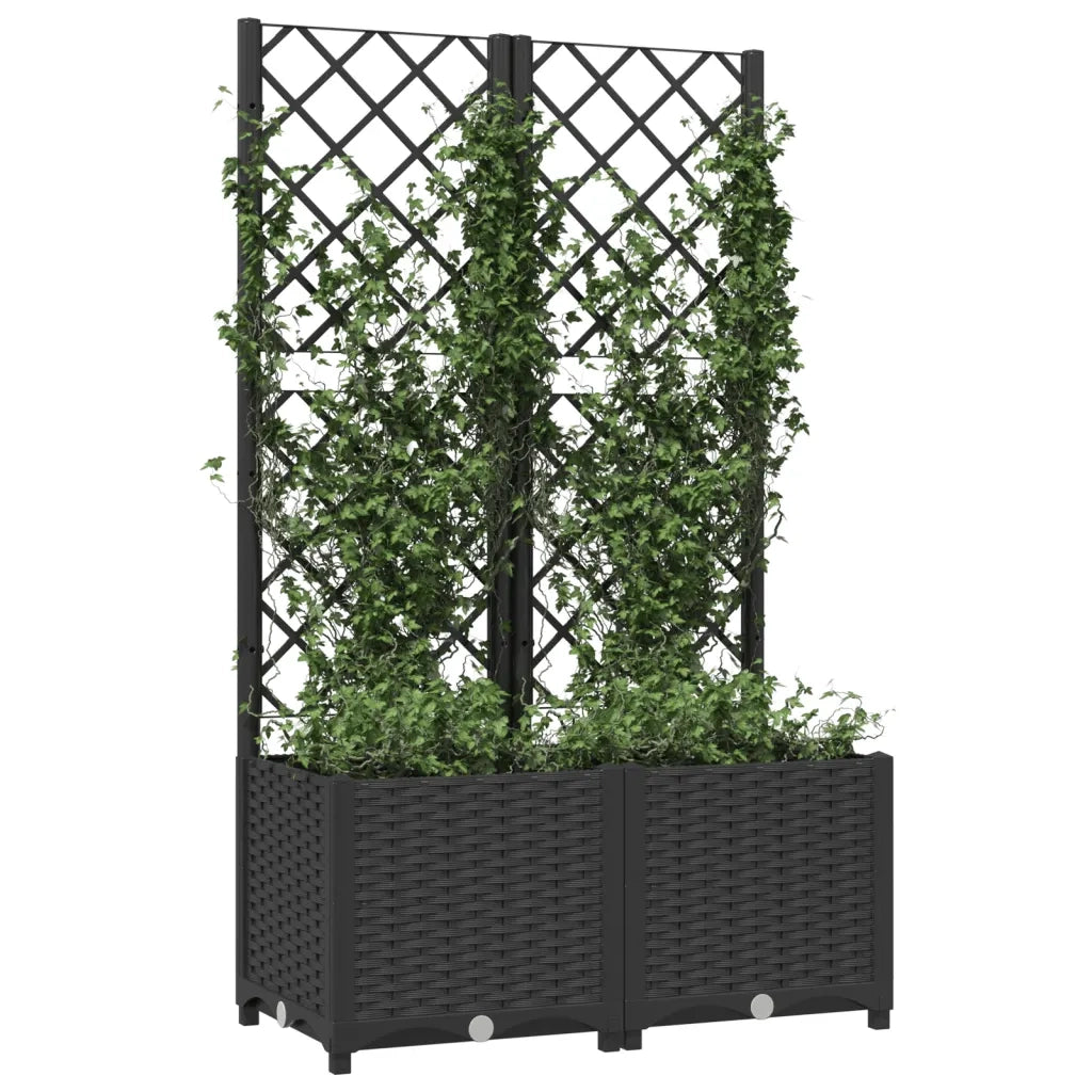 Fioriera | Cassetta per fiori | Vaso da giardino con traliccio nera 80x40x136 cm PP