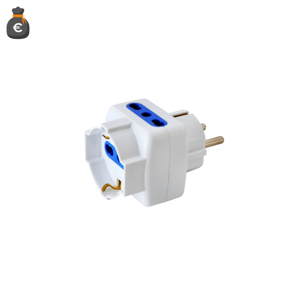 Alcapower Adattatore Triplo 16A Presa 2 Bipasso e 1 Universale Bianco, Design Compatto e Sicuro per Connessioni Multiple Elettriche Domestiche