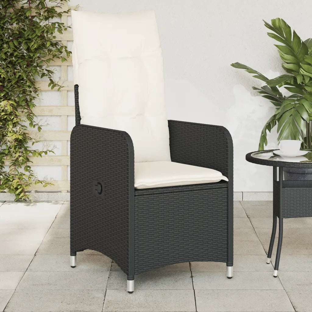 Sedie Reclinabili da Giardino 2 pz | Sedie da Esterno con Cuscini Nero Polyrattan