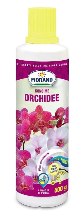 FIORAND CONCIME LIQUIDO PER ORCHIDEE FIORI RESISTENTI E PIÙ FORTI 1 TAPPO IN 4 LITRI D'ACQUA 500 ML