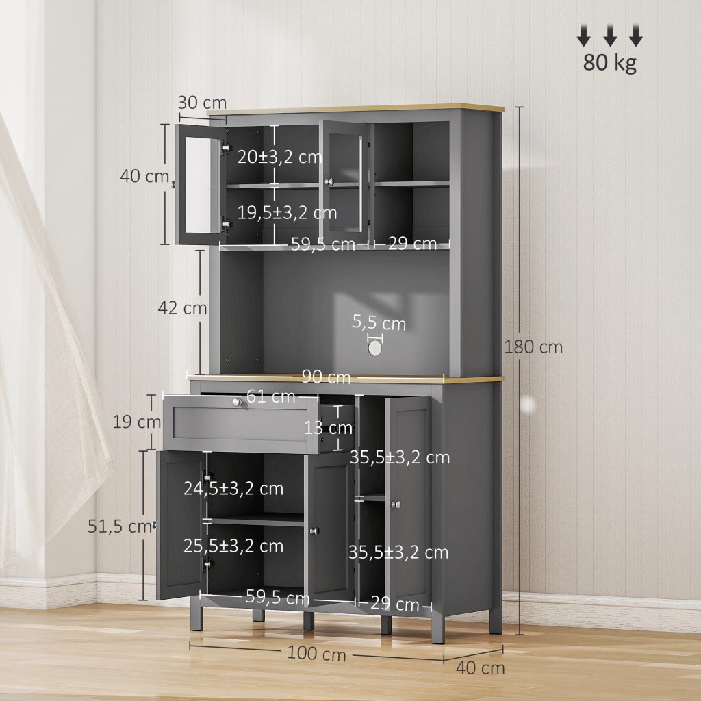 Armadio Cucina con Ante e Ripiani ¨C Zephmum ¨C Grigio 100x40x180 cm