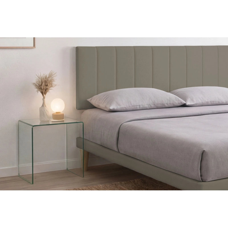 Letto imbottito Letto Matrimoniale alla Francese 140x200 cm Vertical - Similpelle,Cappuccino,Con rete