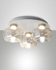 Plafoniera LED Kino Ø51cm 36W 3900lm 3000K Dimmerabile a step, Struttura in metallo e vetro borosilicato Cognac, Classe 1, IP20 - Kino