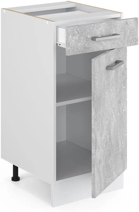 Mobiletto base per cucina R-Line, Calcestruzzo, 40 cm senza piano di lavoro, per la libera combinazione all'interno di sistemi cucina modulari