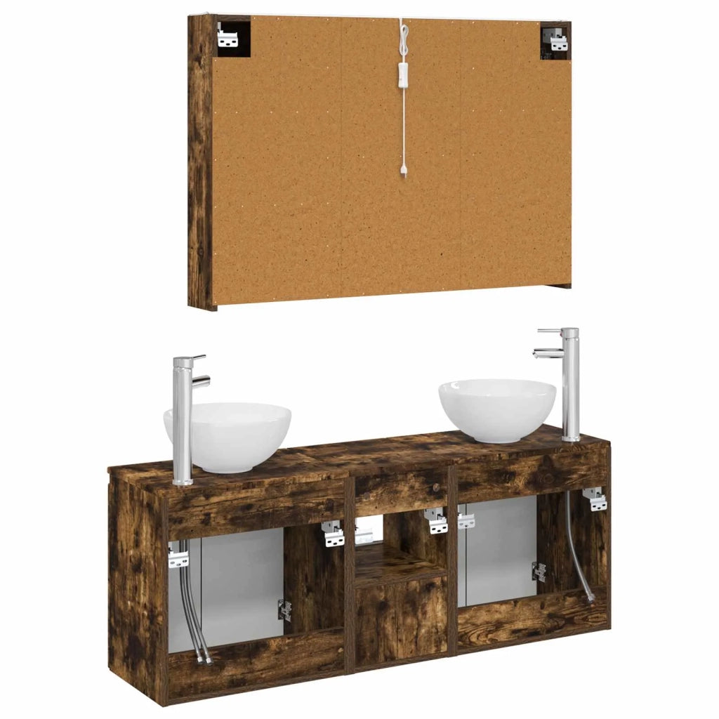 Set di Armadi da Bagno 4 pcs Rovere Fumo 103,5 x 15,5 x 70 cm 3406347