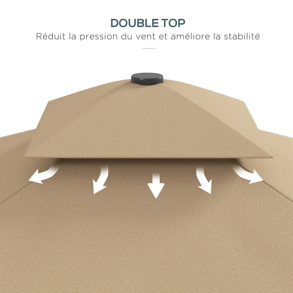 Parasol d¨¦port¨¦ quadrato per giardino ¨C zephmum ¨C kaki 243x243x251 cm