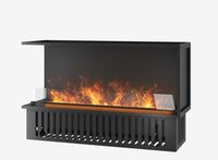 Camino a Vapore Elettrico Bifacciale Angolare a Sinistra 120x50x40 cm Invapo Corner L1200 con Ricarica Automatica Nero