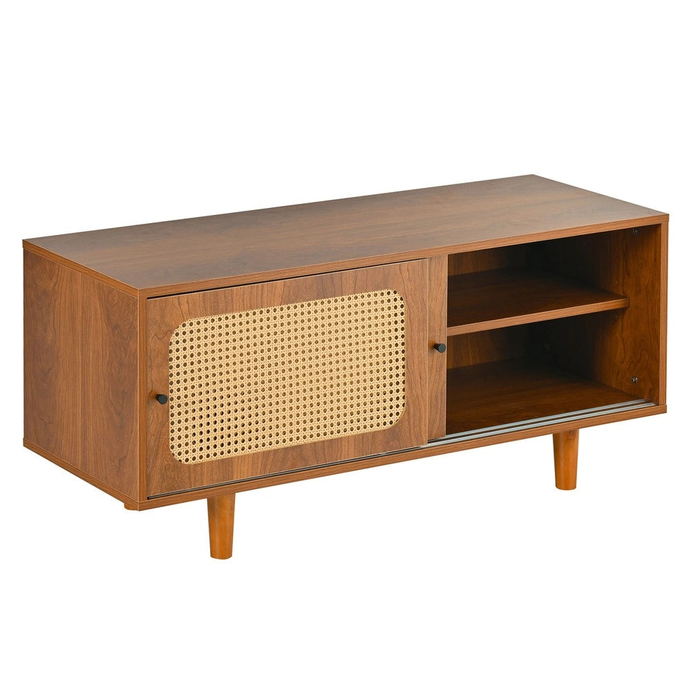 Sideboard in Rattan ¨C MINIMAL ¨C Noce, con Scarpiera