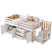 LETTO A CASTELLO con scala e cassetti 90 x 200 cm bianco