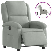 Poltrona | Sedia Relax Elettrica Reclinabile Grigio Chiaro in Vera Pelle