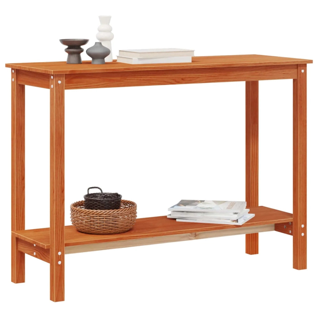Tavolo consolle con lo scaffale Marrone Cera 110 x 40 x 80 cm 858235