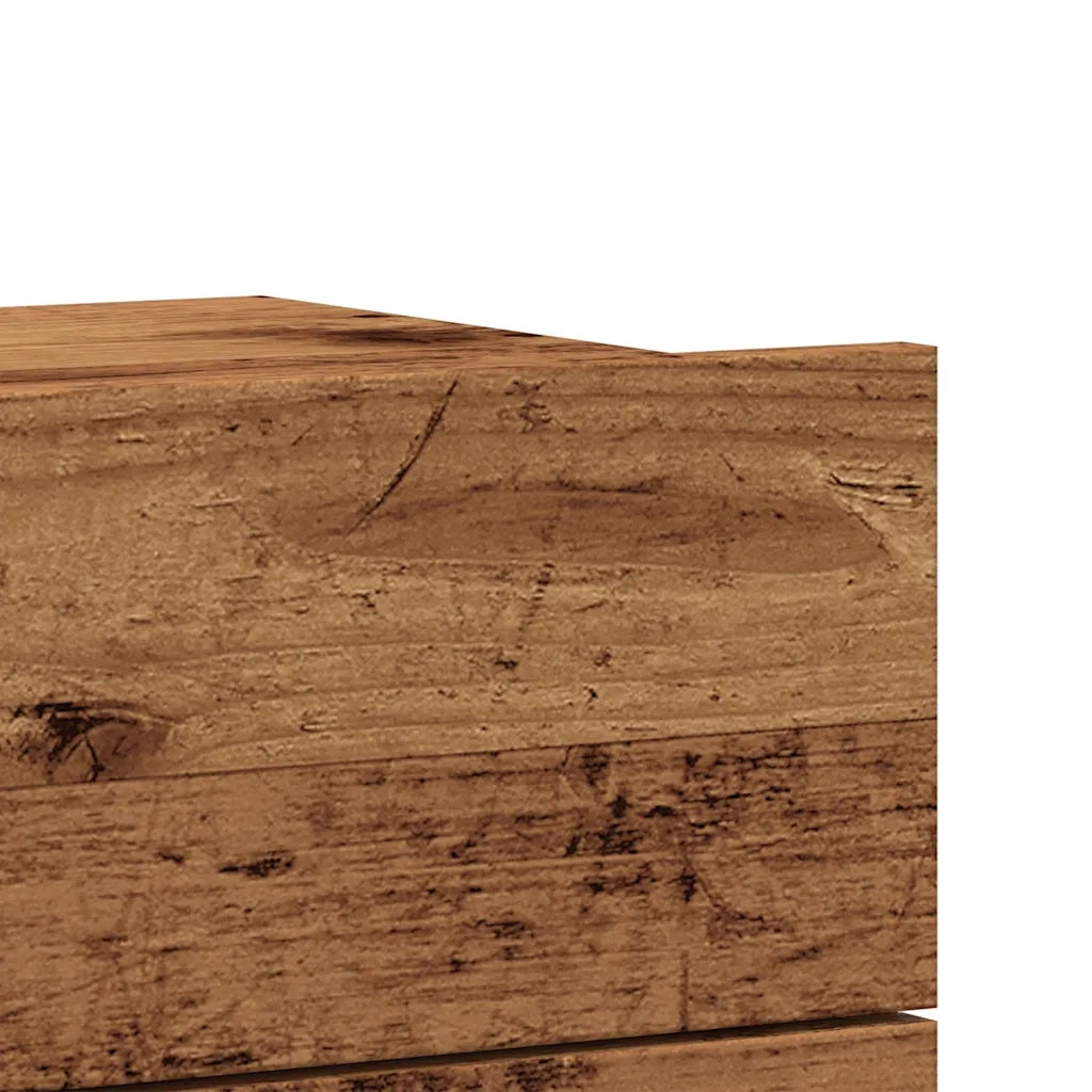 Set di 2 Comodini | Armadio da Notte | Mobiletto da notte a Muro Legno Antico 40x32x30 cm