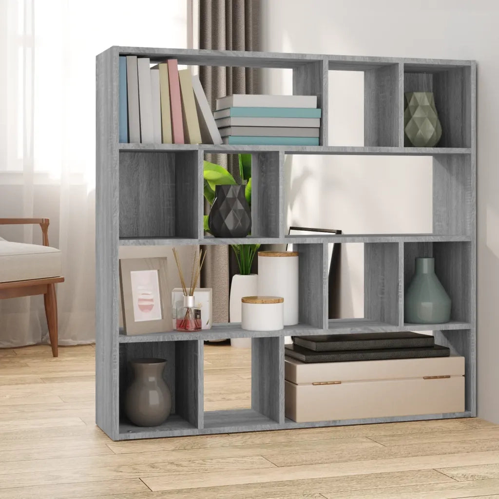 Libreria Divisorio-Scaffale per Libri-Mobile di Stoccaggio Grigio Sonoma 105x24x102 cm