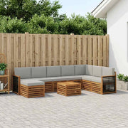 Set di divani da esterno 7 pz Naturale e Grigio Chiaro 3384742