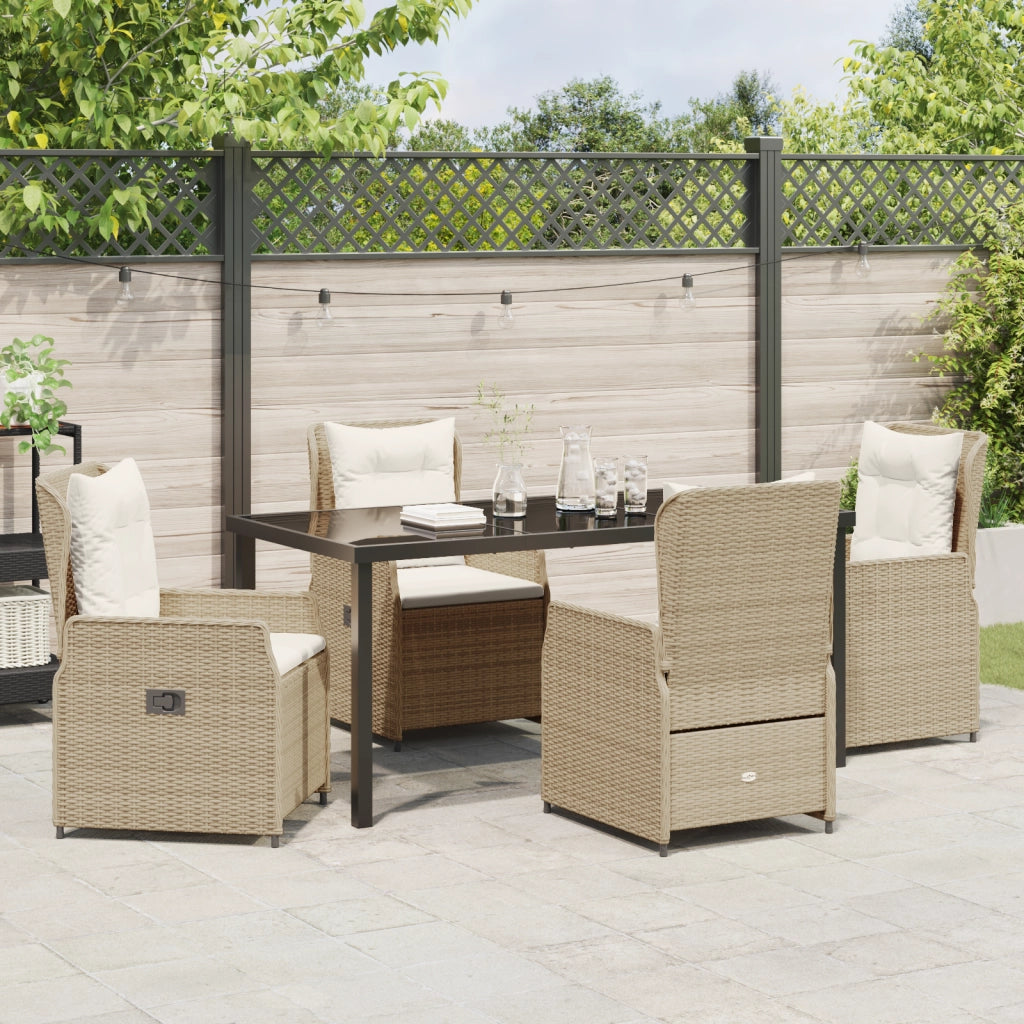 Set da Pranzo da Giardino da 5 Pezzi in Rattan Beige