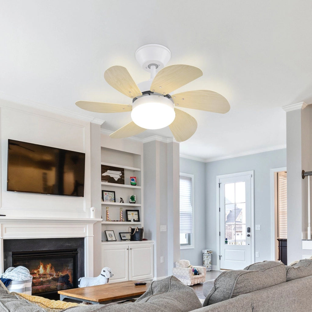 ZMH Ventilatore a Soffitto con Luce e Telecomando 6 Pale 75 cm Silenzioso per Camera da Letto e Cucina Senza Lampadina