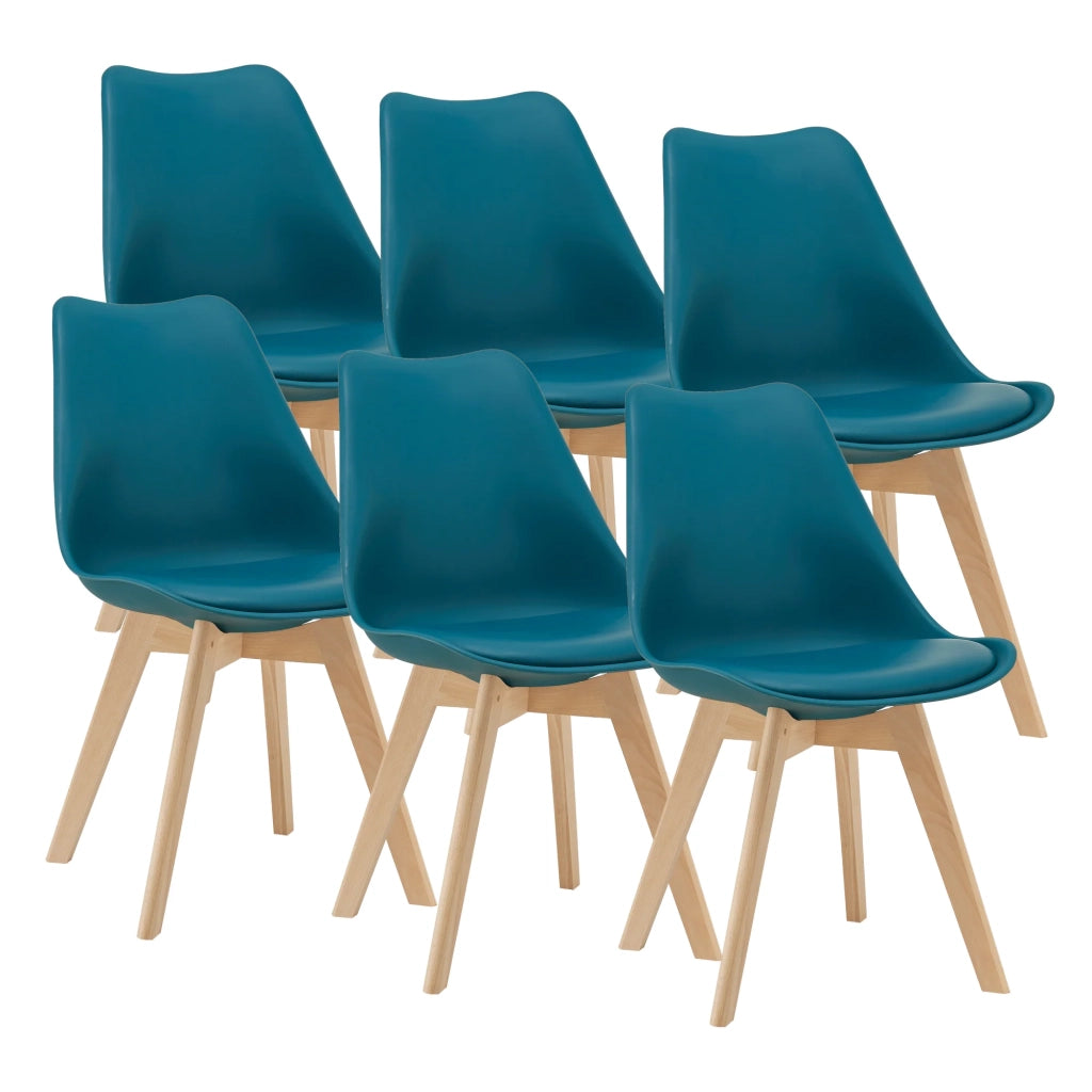 Set di 6 sedie da pranzo in similpelle color faggio turchese 03_0006784