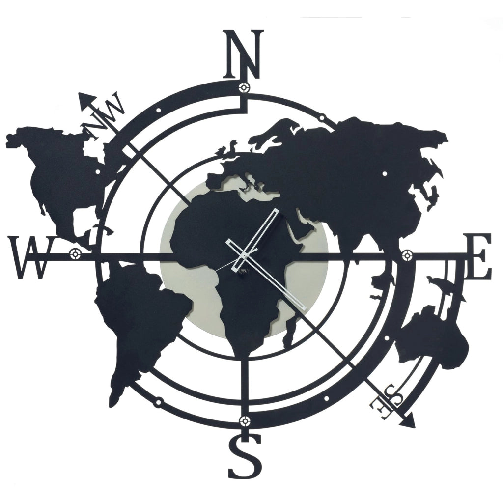 Orologio di design da parete Planisfero grande Avorio e nero