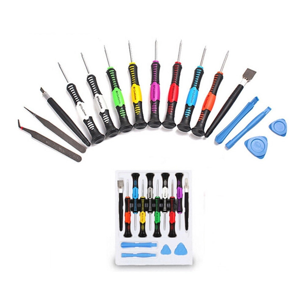 Trade Shop - Kit Riparazione Per Smartphone Set 16 In 1 Pezzi Cacciaviti Apertura Leve -