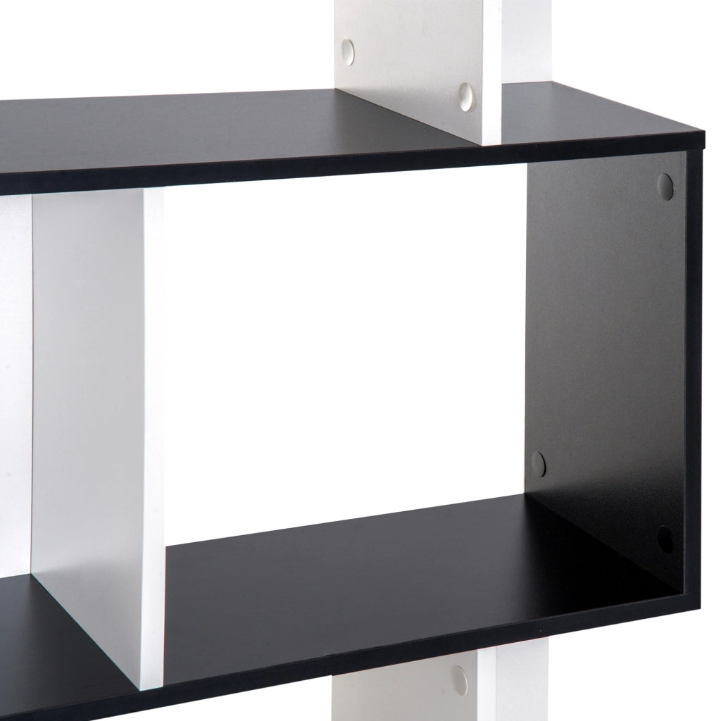 Libreria 5 livelli forma S ¨C Xylo ¨C scaffale legno bianco nero 60x24x148cm