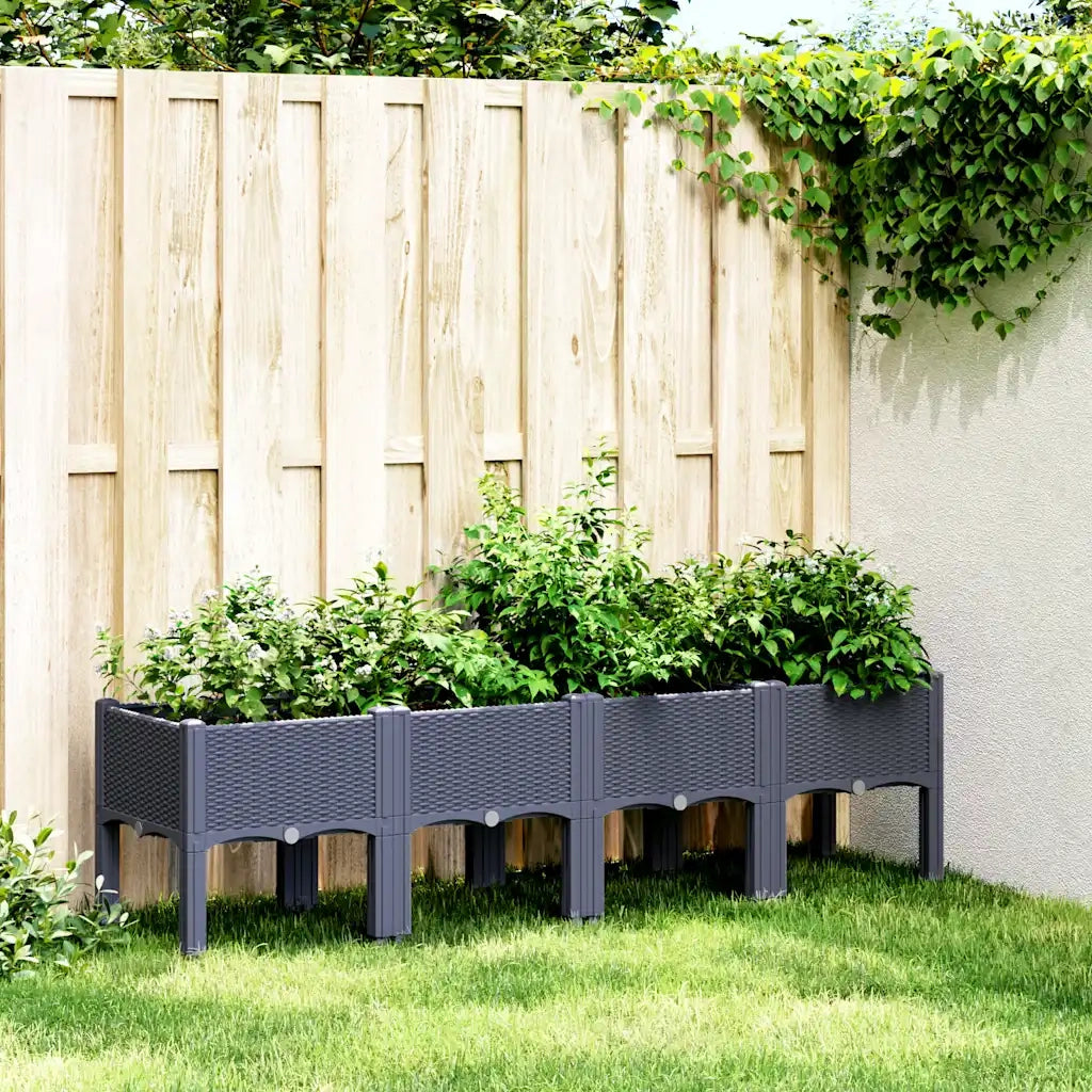 Fioriera da Giardino con Gambe Grigio Blu 160x40x42 cm in PP 367901