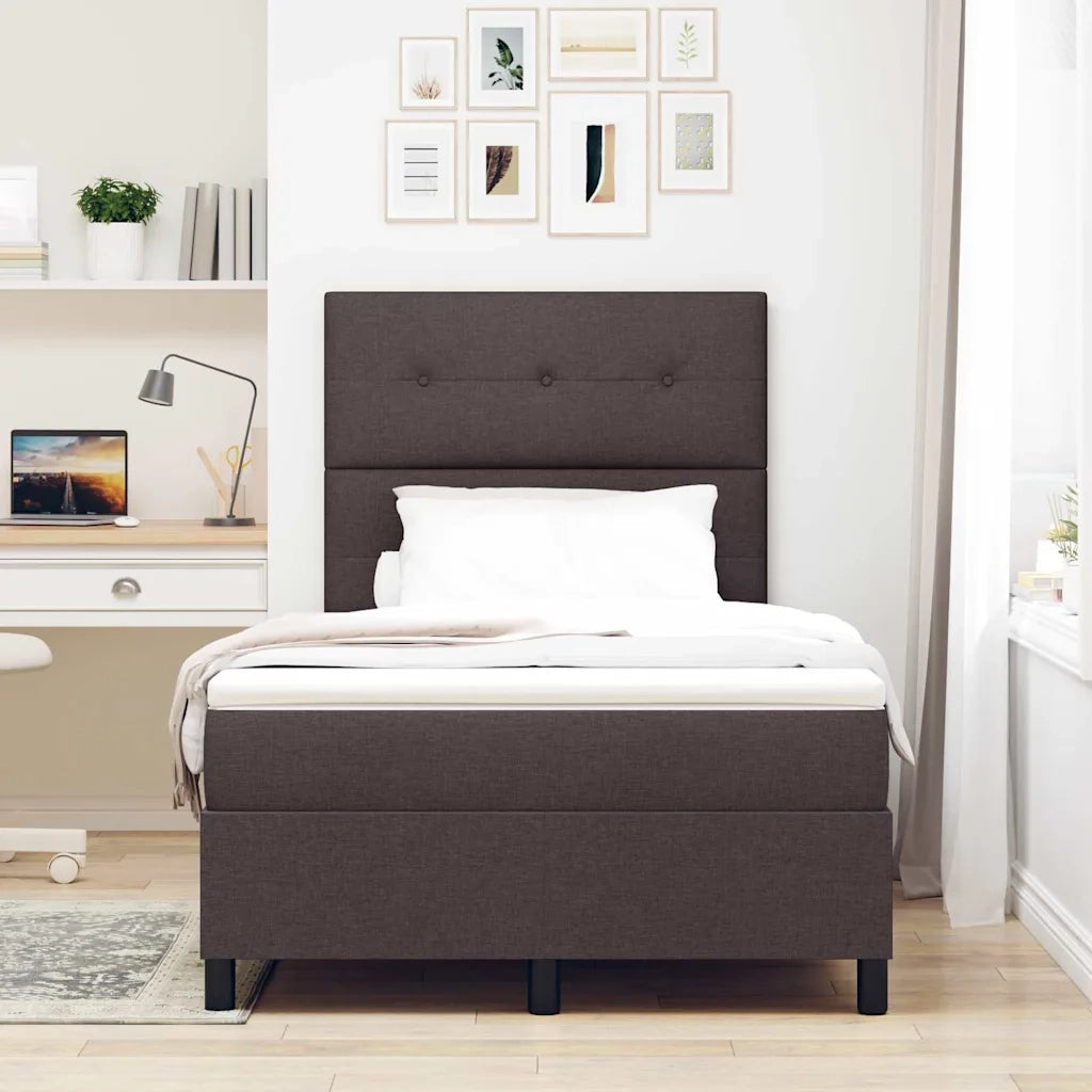 Letto a molle con materasso Marrone scuro 120 x 190 cm Tessuto 3342854