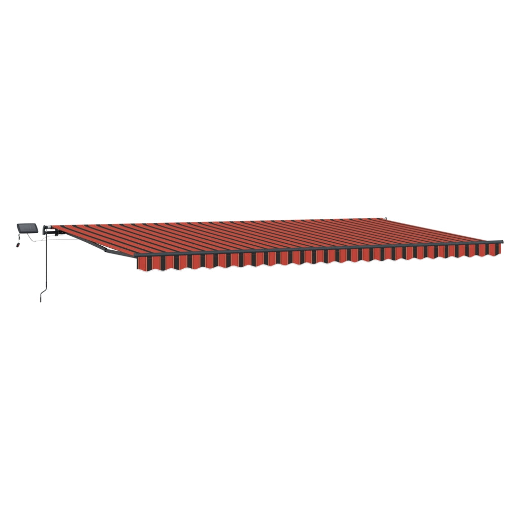 Tenda Retrattile Manuale con LED Arancione e Marrone 600x300 cm