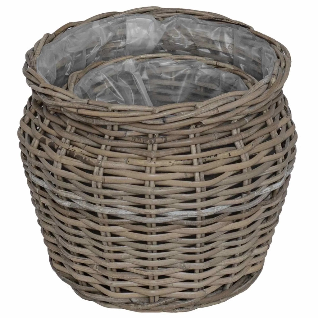 Cesto per Piante con archiviazione 2 pcs Grigio Rattan Lacak