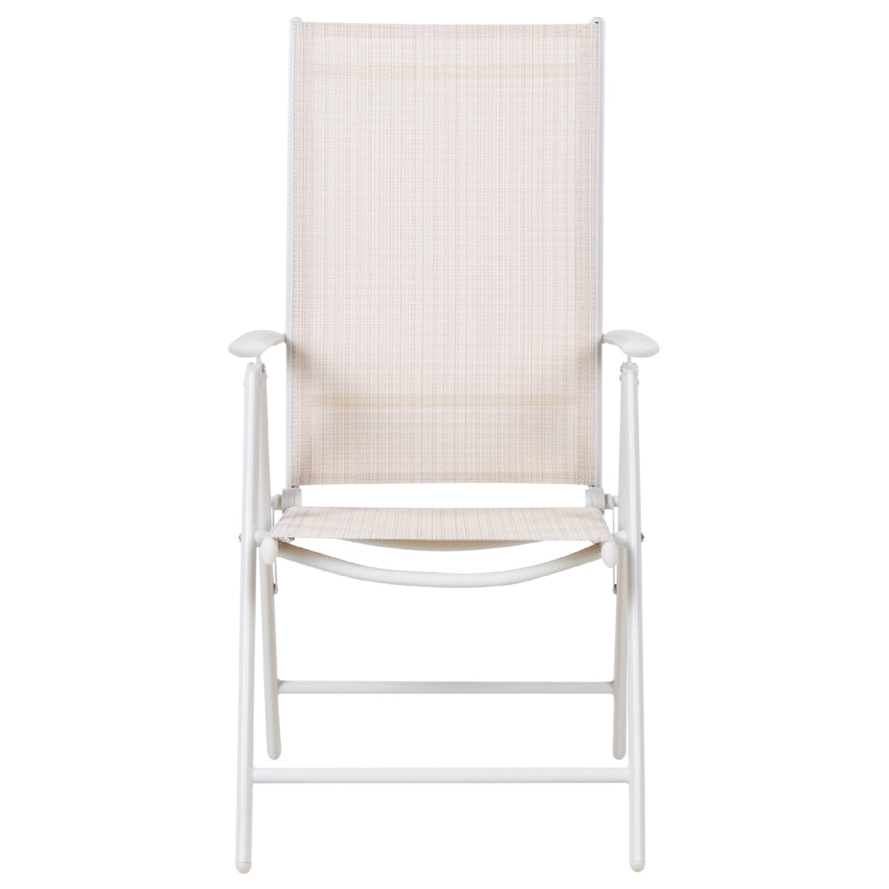 Set da pranzo da giardino in 7 pezzi Tavolo da pranzo in alluminio beige con 6 sedie pieghevoli