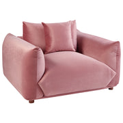 Poltrona velluto rosa Gambe di legno morbide Stile moderno arredamento scandinavo