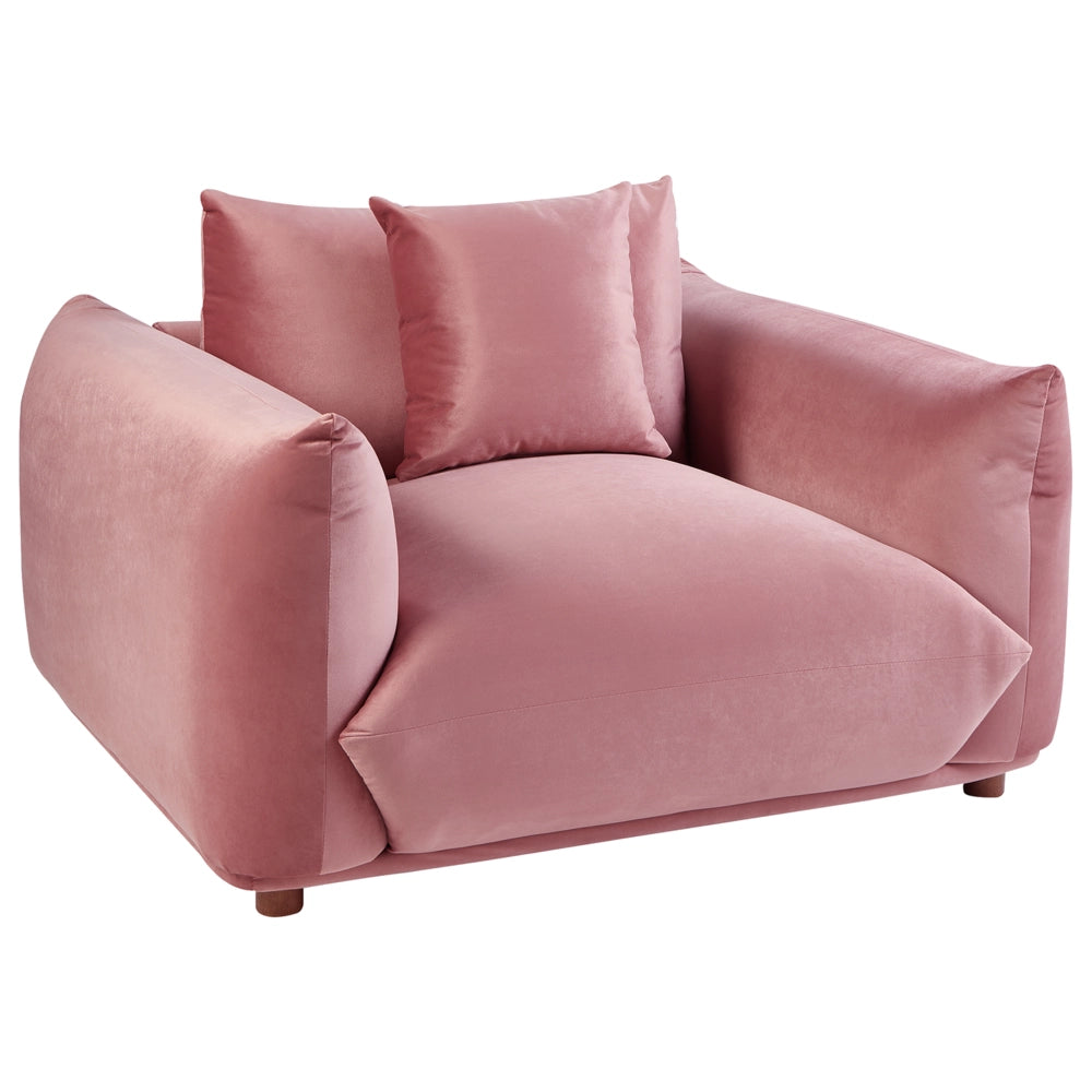 Poltrona velluto rosa Gambe di legno morbide Stile moderno arredamento scandinavo