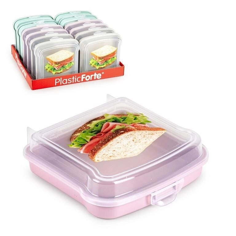 1 Pezzo Contenitore Porta Sandwich 14,8 x 14,8 x 4,25 cm 3 Colori Disponibili