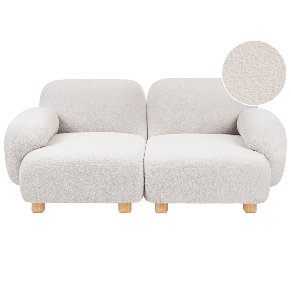 Divano componibile a 2 posti in tessuto due moduli angolari gambe in legno bianco sporco stile moderno