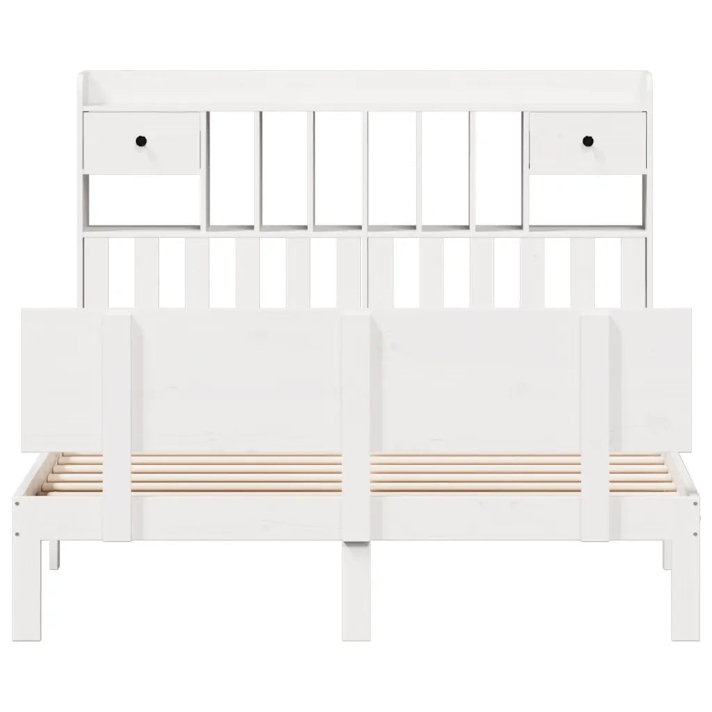 Letto Libreria senza Materasso Bianco 150x200 cm Legno di Pino 3322695